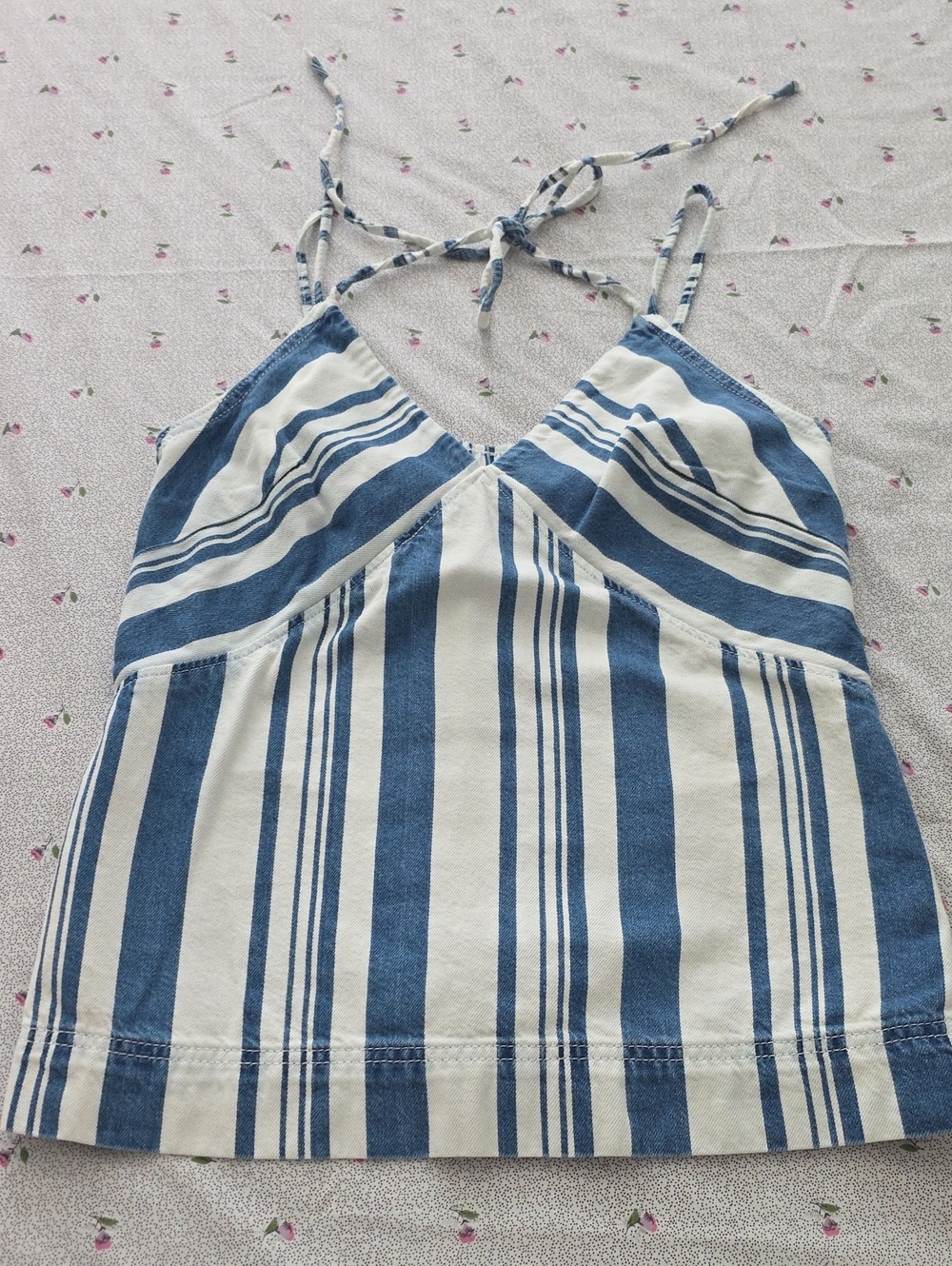 Striped Blue and White Halter Tank Top